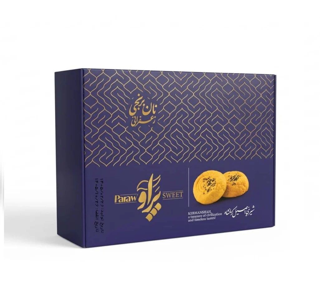نان برنجی زعفرانی 20% روغن حیوانی پرآو - 400گرم